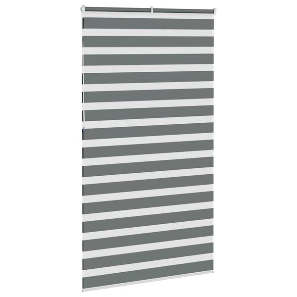 vidaXL Zebra Blind Dark Grey 130x230 cm Fabric Width 125.9 cm Polyester