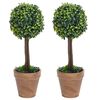vidaXL Artificial Boxwood Plants 2 pcs with Pots Ball Shaped Green 56 cm