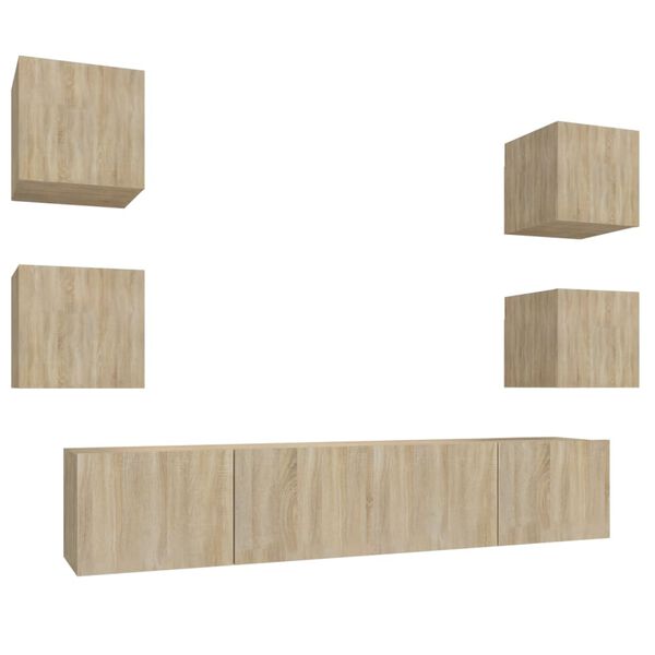 vidaXL 6 Piece TV Cabinet Set Sonoma Oak Engineered Wood