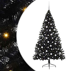 vidaXL Artificial Pre-lit Christmas Tree Black 180 cm PVC