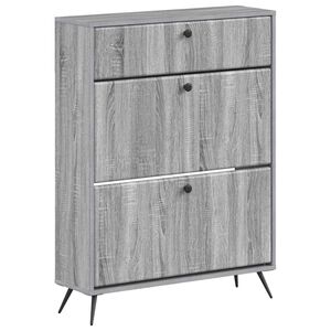 vidaXL Shoe Cabinet BREDA 78 x 24 x 103 cm Engineered Wood Grey Sonoma