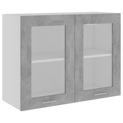 vidaXL Hanging Glass Cabinet Concrete Grey 80x31x60 cm Engineered Wood