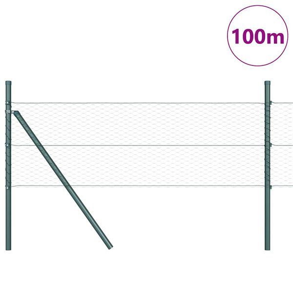 vidaXL Fence Post Green 100 x 0.4 m (25 mm mesh) Steel and PVC