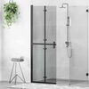 vidaXL Walk-in shower wall Black and dark transparent 70 x 190 cm