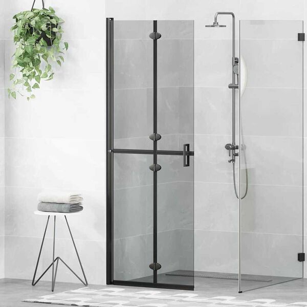 vidaXL Walk-in shower wall Black and dark transparent 70 x 190 cm