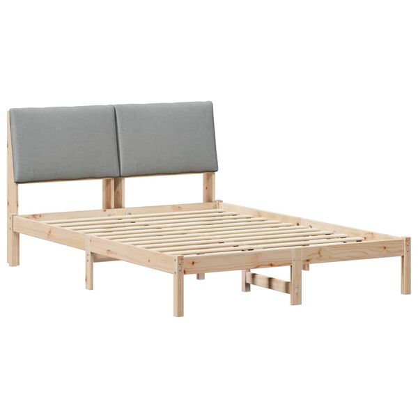 vidaXL Bed frame Brown and light grey 150 x 200 cm Solid pine wood