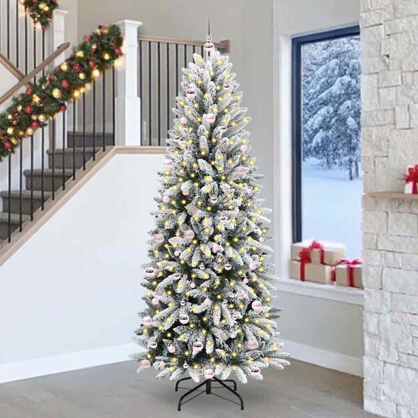 vidaXL Artificial Christmas Tree with 300 LEDs with Stand White 240 cm