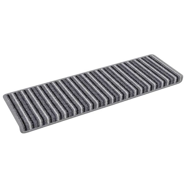 vidaXL Self-adhesive Stair Mats Striped 15 pcs Grey 65 x 21 x 4 cm