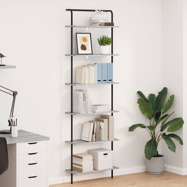 vidaXL Bookshelf Grey Sonoma 60 x 24 x 203 cm Engineered wood
