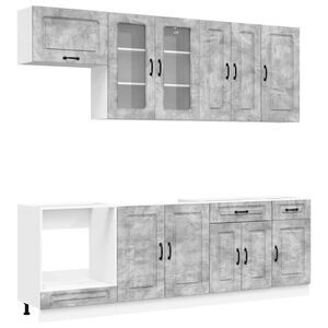 vidaXL Kitchen Unit KALMAR 8 pcs Concrete Grey Engineered Wood
