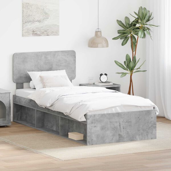 vidaXL Bed Frame Concerte Grey 100 x 200 cm Solid Pine Wood