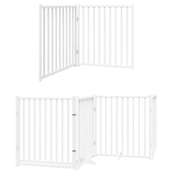 vidaXL Dog Gate with Door Foldable 6 Panels White 480 cm Poplar Wood