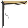 vidaXL Manual Retractable Awning with Posts 3.5x2.5 m Yellow & White