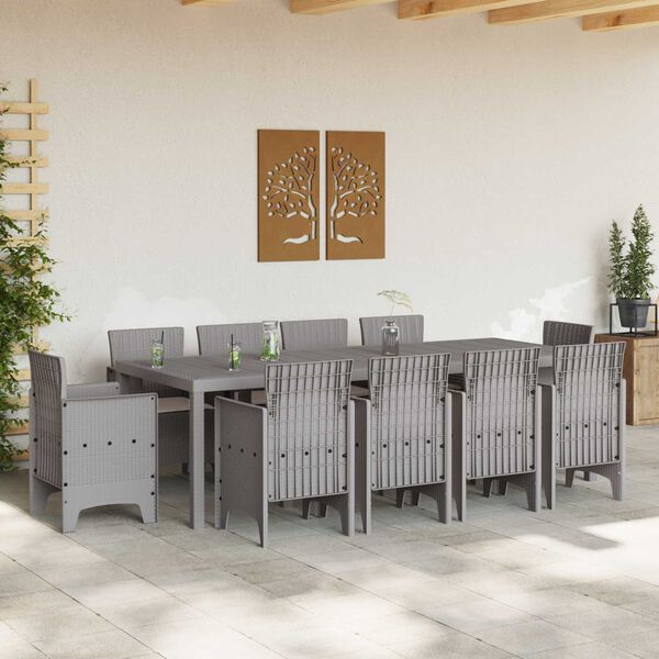 vidaXL Garden Dining Set 11 pcs Light Grey Polypropylene