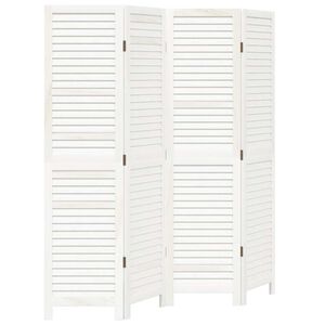 vidaXL Room Divider 4 Panels White Solid Wood Paulownia