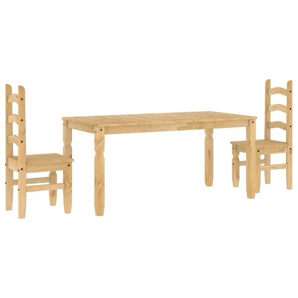 vidaXL 3 Piece Dining Set Panama Solid Wood Pine