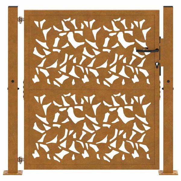 vidaXL Garden Gate 100x100 cm Weathering Steel Leaf Design
