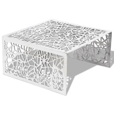 vidaXL Coffee Table Silver Geometric Openwork Design Aluminium