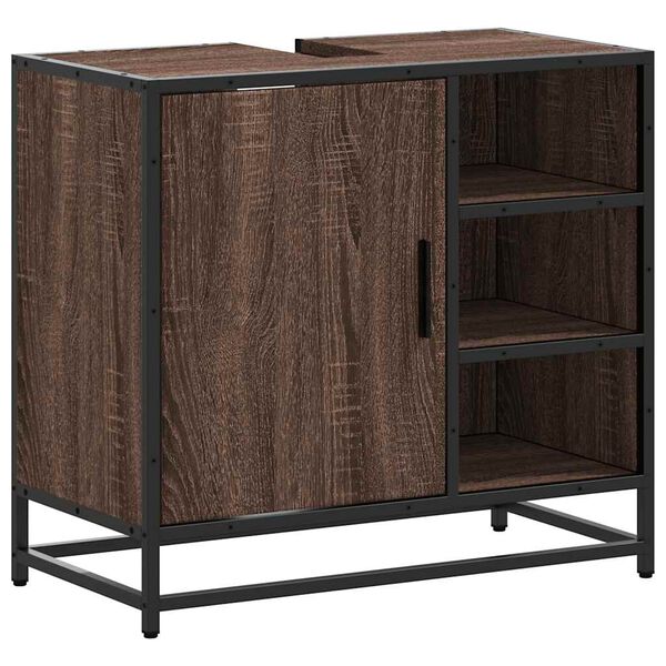 vidaXL Bathroom Sink Cabinet Brown Oak 65x33x60 cm Engineered Wood