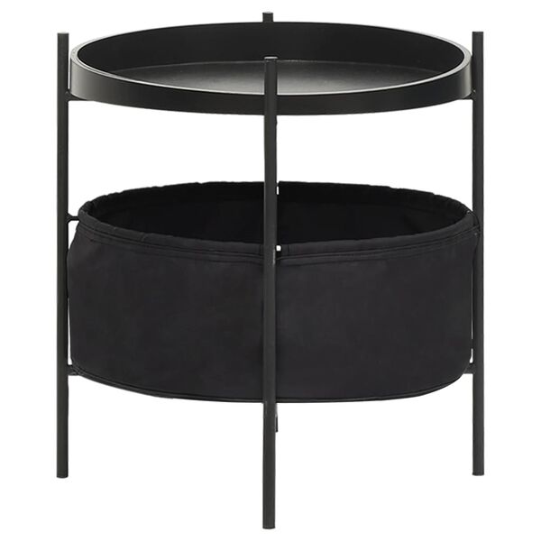 vidaXL Side Table with Basket 40x40x45.5 cm Black