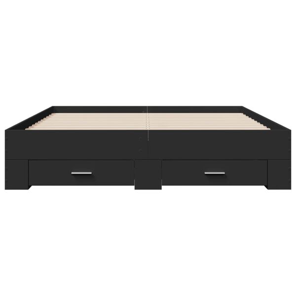 vidaXL Bed Frame with Drawers without Mattress Black 150x200 cm King Size