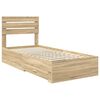 vidaXL Bed Frame Sonoma Oak and Silver 75 x 190 cm Engineered Wood
