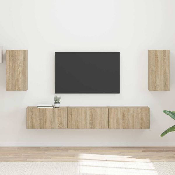 vidaXL TV Cabinet Set Wall-mounted 5 pcs Sonoma Oak Engineered Wood