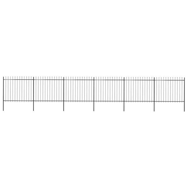 vidaXL Garden Fence with Spear Top Steel 1070x150 cm Black