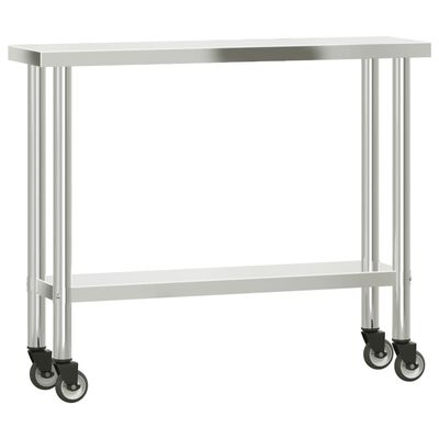vidaXL Kitchen Work Table with Overshelf 110x30x120 cm Stainless Steel