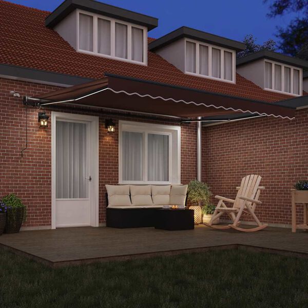 vidaXL Automatic Retractable Awning with LEDs Brown 400x300 cm