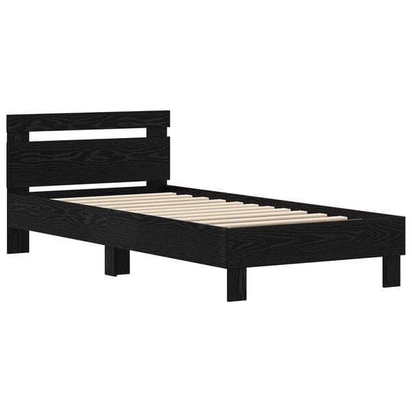 vidaXL Bed Frame with Headboard Black Oak 75 x 190 cm Engineered Wood