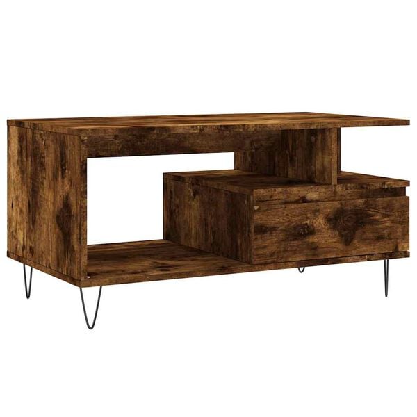 vidaXL Coffee Table Smoked Oak 90x49x45 cm Engineered Wood