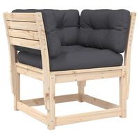 vidaXL Garden Sofa Armrest with Cushions Solid Wood Pine