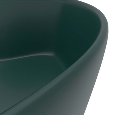 vidaXL Luxury Wash Basin with Overflow Matt Dark Green 36x13 cm Ceramic