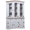 vidaXL Buffet And Hutch | White Body and Brown Top | Solid Pinewood | Large