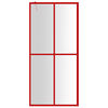 vidaXL Walk-in Shower Wall with Clear ESG Glass Red 100x195 cm