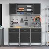vidaXL Work Cabinet with Drawer 7 pcs Black Engineered Wood and Steel