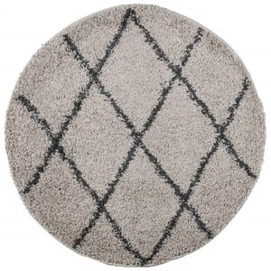 vidaXL Shaggy Rug PAMPLONA High Pile Modern Beige and Anthracite &Oslash; 240 cm
