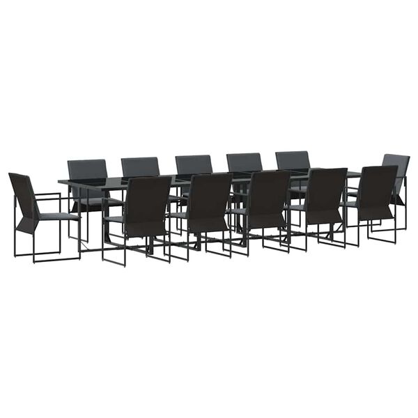 vidaXL Garden Dining Set 13 pcs Black Steel