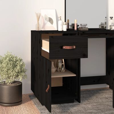 vidaXL Desk Cabinet Black 40x50x75 cm Solid Wood Pine