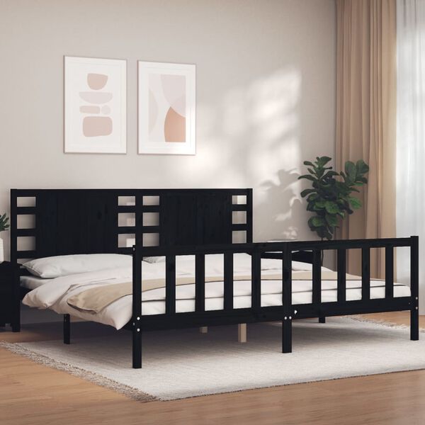 vidaXL Bed Frame without Mattress Black 200x200 cm Solid Wood Pine