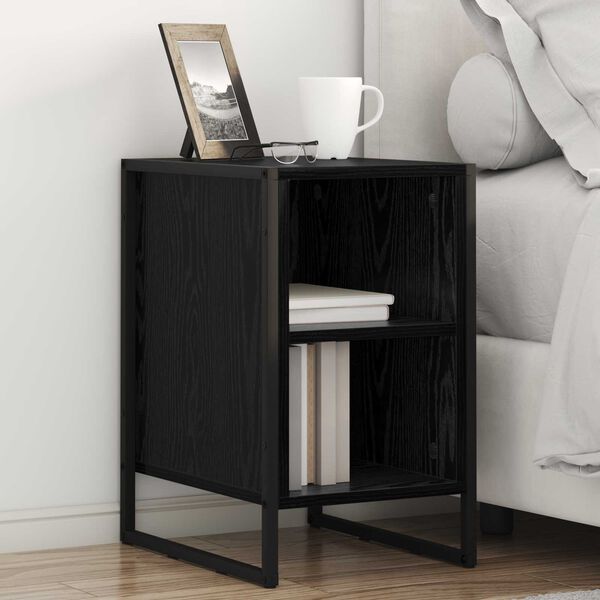 vidaXL Bedside Table Black Oak 39.5 x 30 x 50 cm Engineered Wood