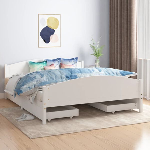 vidaXL Bed Frame without Mattress White Solid Wood Pine 160x200 cm
