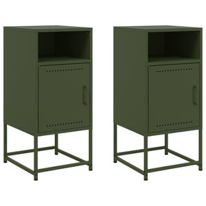 vidaXL Bedside Cabinets 2 pcs Olive Green 36x39x78 cm Steel