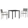 vidaXL Garden Dining Set with Cushion 3 pcs Grey Poly Rattan