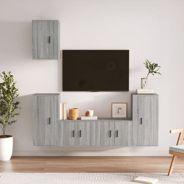 vidaXL 5 Piece TV Cabinet Set Grey Sonoma Engineered Wood