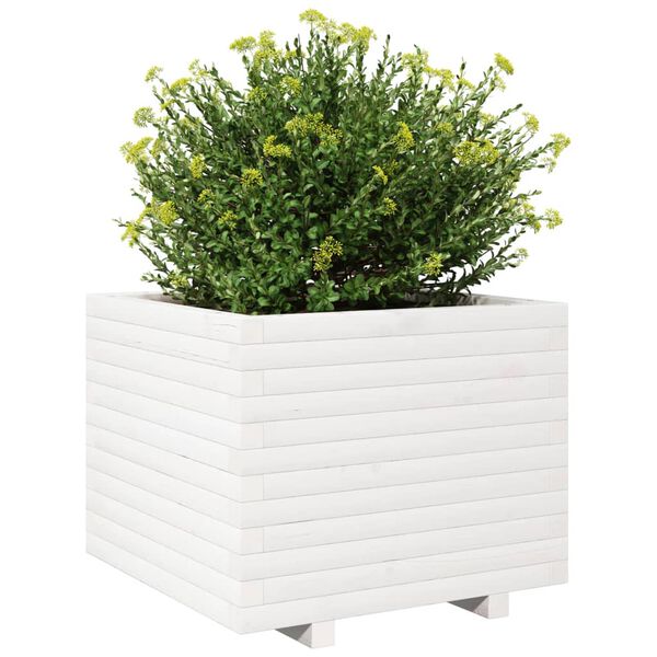 vidaXL Garden Planter White 60x60x49.5 cm Solid Wood Pine
