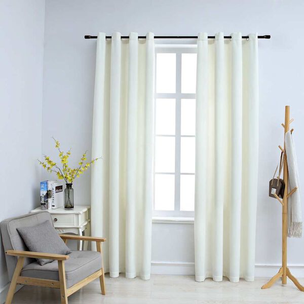 vidaXL Blackout Curtains with Rings 2 pcs Velvet Cream 140x175 cm