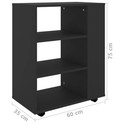 vidaXL Rolling Cabinet Black 60x35x75 cm Engineered Wood