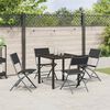 vidaXL Garden Dining Set Folding 5 pcs Black Powder-Coated Steel